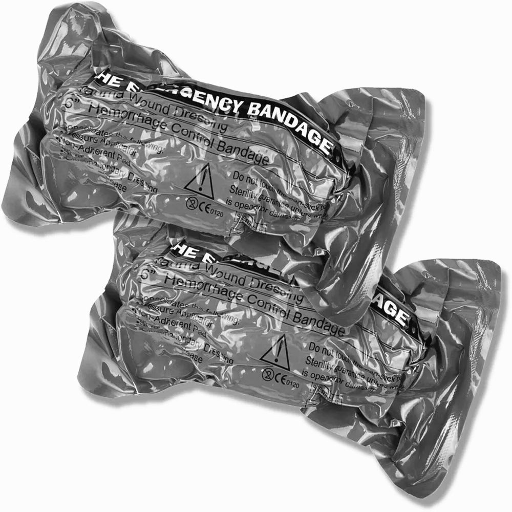 Packaged emergency bandage on a white background