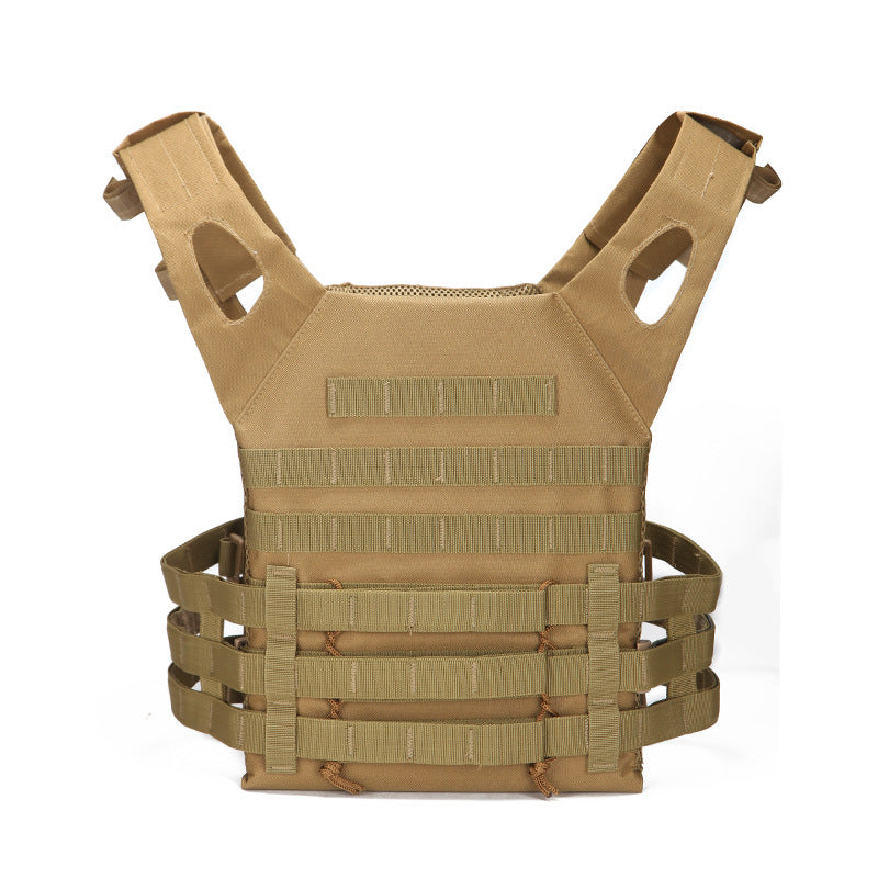 Tan tactical vest on a white background