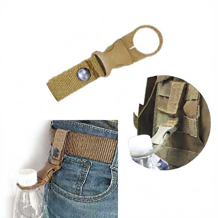 Multifunctional keychain with belt clip and pouches on a white background