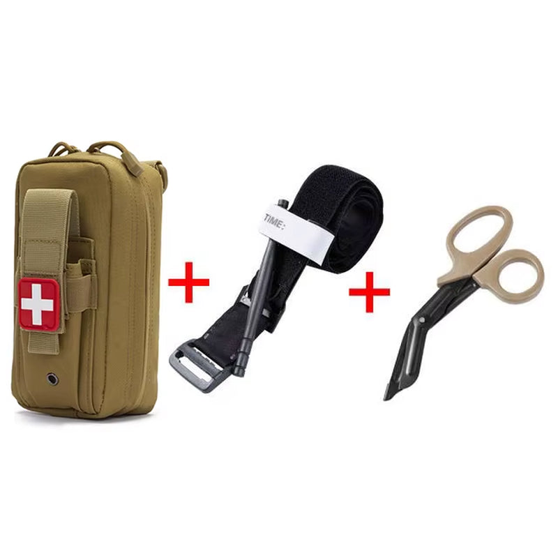 Tactical First Aid Kit Tourniquet Medical Rescue Molle Pouch Survival Gear for Camping Hiking Emergency Preparedness