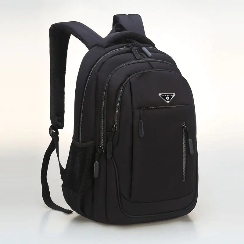 Black backpack on a white background