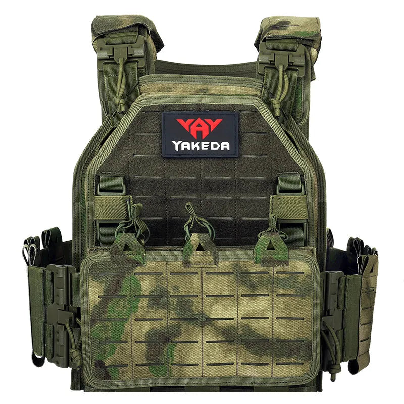 Green tactical vest with Yakeda logo on a white background